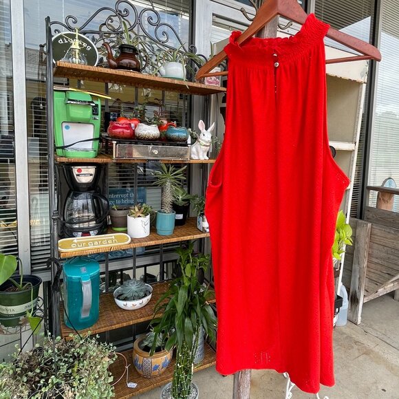 NWT Cato Women's Plus Size 26/28W Fiery Red Sleeveless Eyelet Tunic - Picture 9 of 16